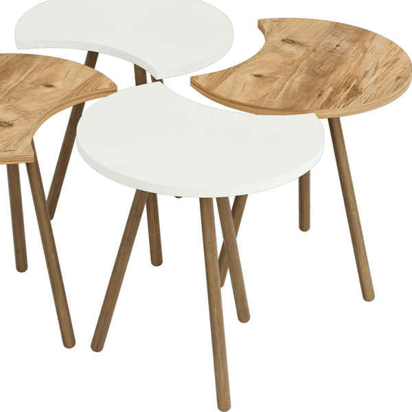 Set 4 buc masute cafea Hojer semirotunda culori diferite [en.casa]