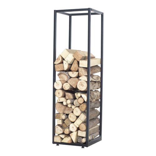 Kaminholzregal Tornved Stahl 35x35x120 cm Schwarz [en.casa] - premiumXL