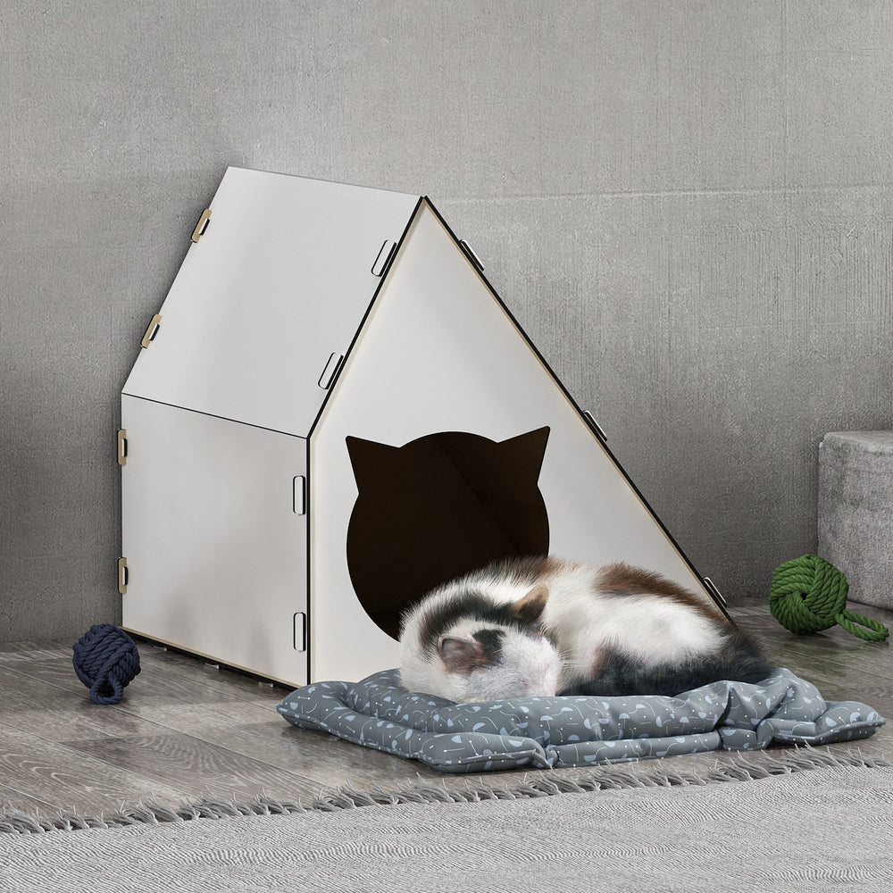 Casuta pisici  Lani 40x42x40cm mdf alb [en.casa]