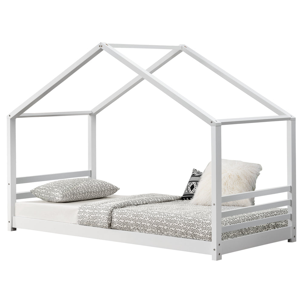 Pat copii Colibri design casuta alb [en.casa] 