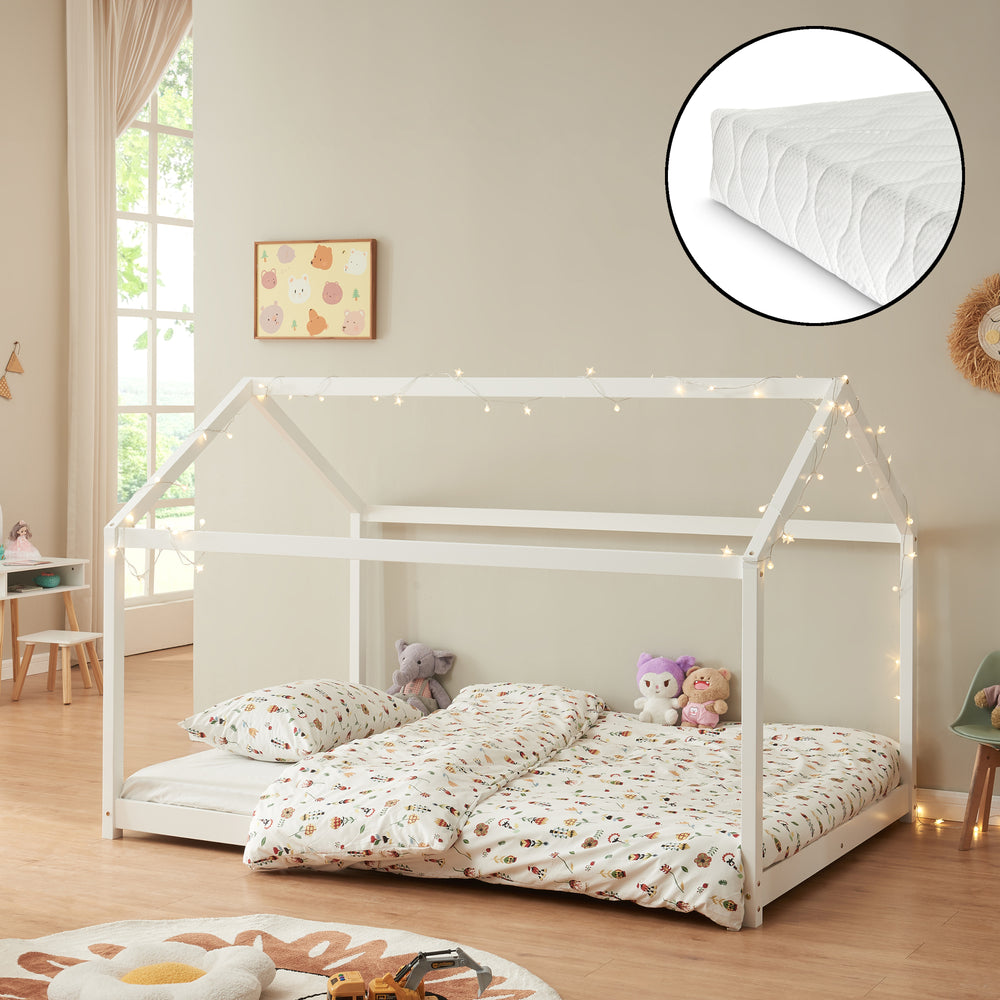 Kinderbett Cerro mit Kaltschaummatratze Weiß in versch. Größen [en.casa] - premiumXL