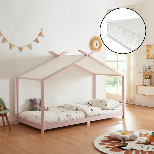 Pat casuta copii cu saltea Brome 200x90cm [en.casa]