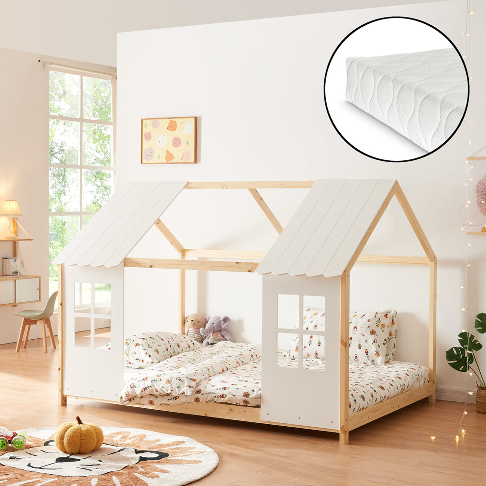 Halboffenes Kinderbett Tostedt mit Matratze [en.casa] - premiumXL