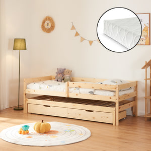 Doppel - Kinderbett Sonkajärvi mit Matratze 90x200cm Natur [en.casa] - premiumXL