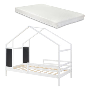 Pat casuta copii Lorenskog 200x90 cm cu saltea [en.casa]