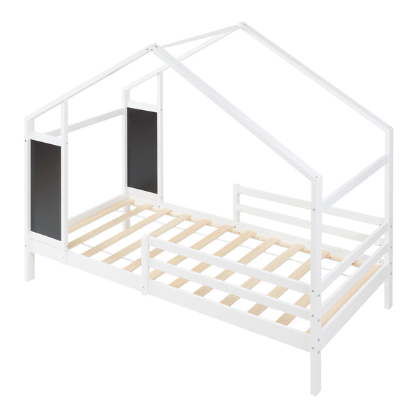 Pat casuta copii Lorenskog 200x90 cm cu saltea [en.casa]