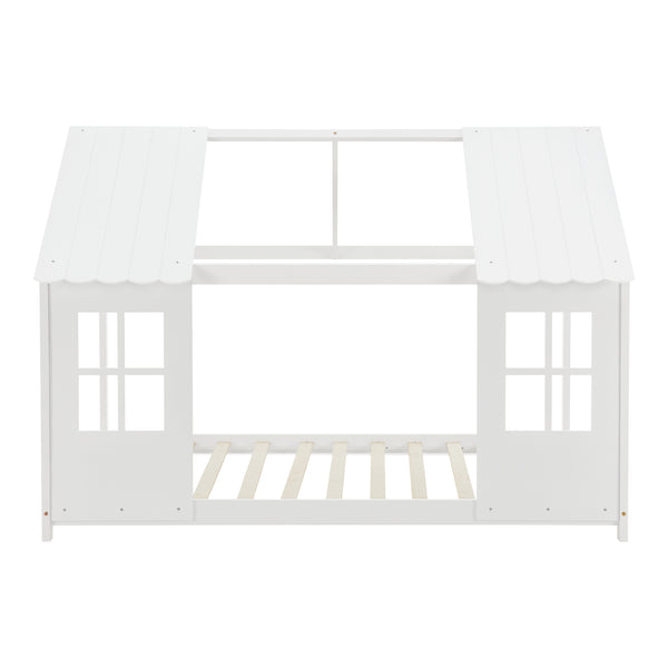 Pat casuta copii design semi deschis Tostedt brad [en.casa]