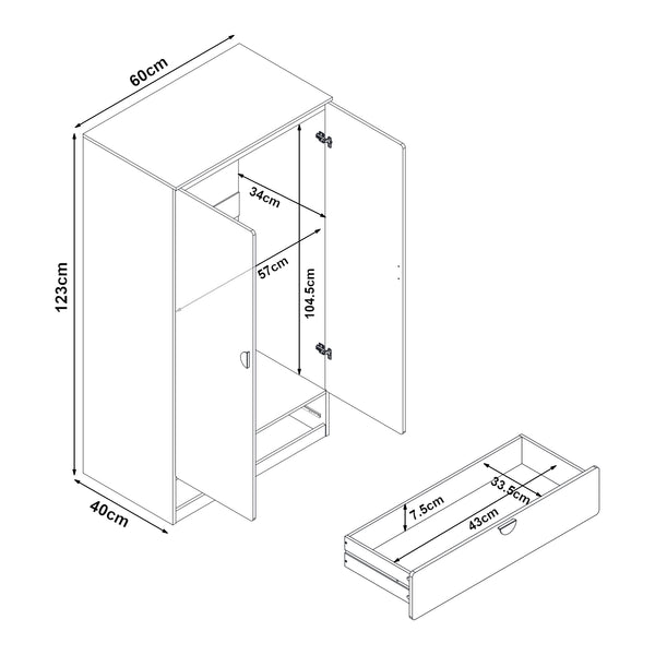 Dulap haine copii Sandnes 123x60x40 cm [en.casa]