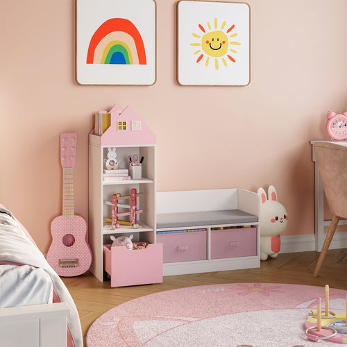 Banca cu raft pentru copii Vipsali 100x99x30 cm [en.casa]
