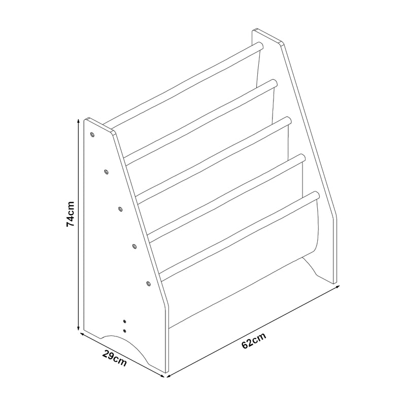 Schiță cotată Raft copii Fisterra 74x62x29cm [en.casa]