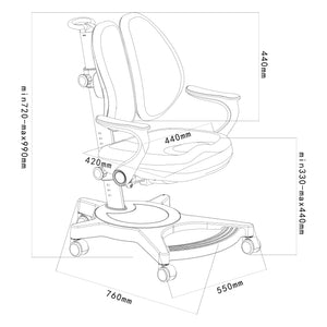 Scaun rotativ birou copii Partille 99x55x76cm [en.casa]