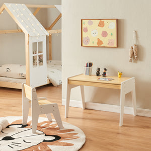Kinderschreibtisch mit Stuhl Skinnskatteberg Holz/Weiß [en.casa] - premiumXL