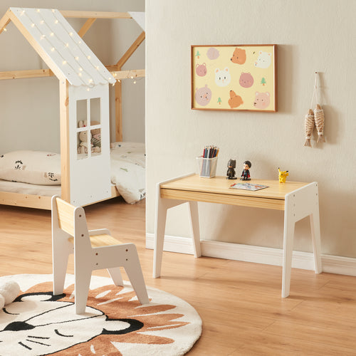 Kinderschreibtisch mit Stuhl Skinnskatteberg Holz/Weiß [en.casa] - premiumXL