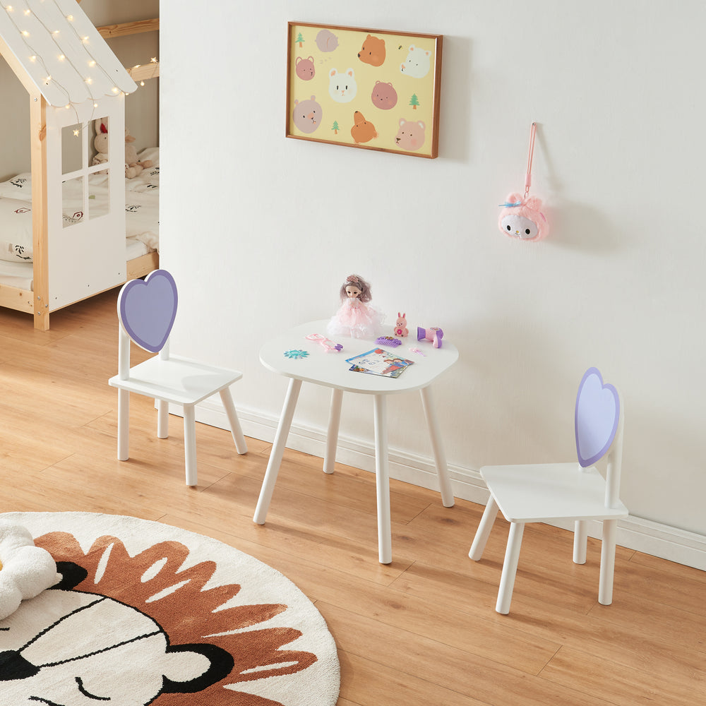 Kindersitzgruppe Siljan mit Herz - Design Weiß/Lila [en.casa] - premiumXL