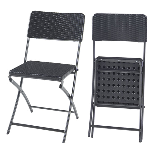 Klappstuhlset Mark 2 - tlg. Rattanoptik, Schwarz [en.casa] - premiumXL