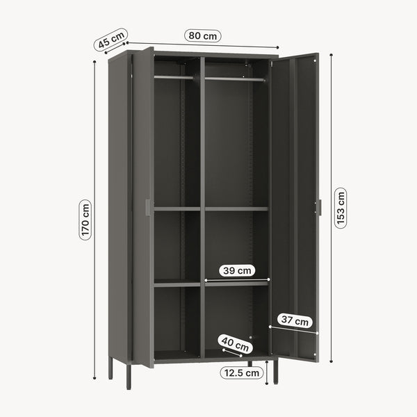 Dulap haine cu 2 usi Esteli 170x80x45 cm otel [en.casa]