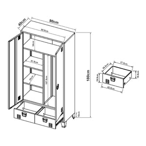 Dulap haine Hankasalmi 180x90x40cm culori si modele diferite [en.casa]