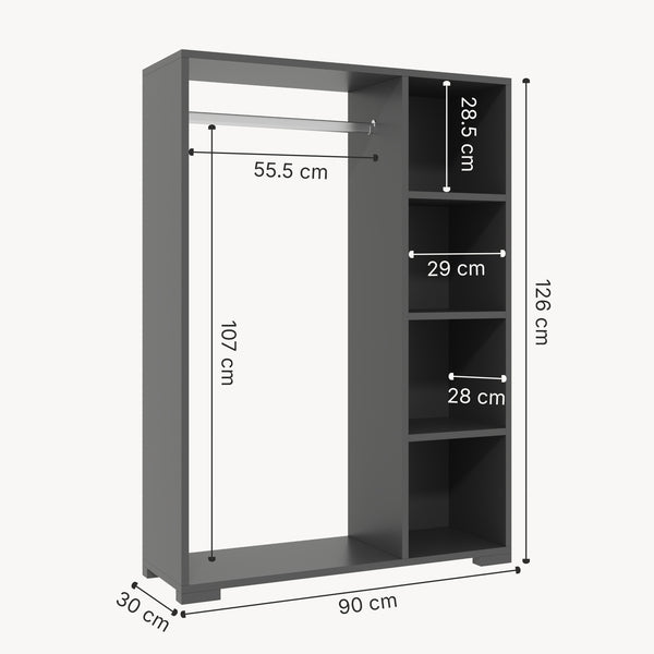 Dulap haine deschis Nesbyen 126x90x30cm PAL plastic [en.casa]
