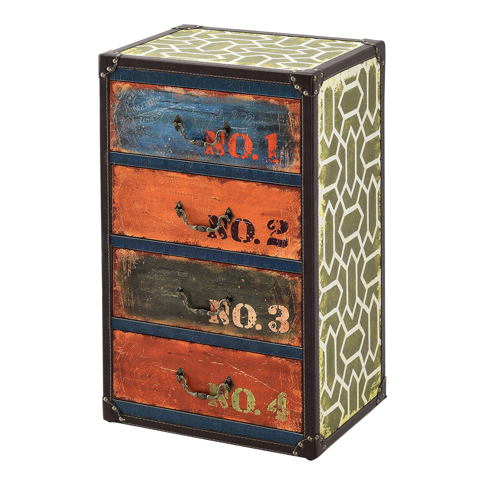 Comoda Goslar design industrial cu 4 sertare imitatie piele multicolor [en.casa]