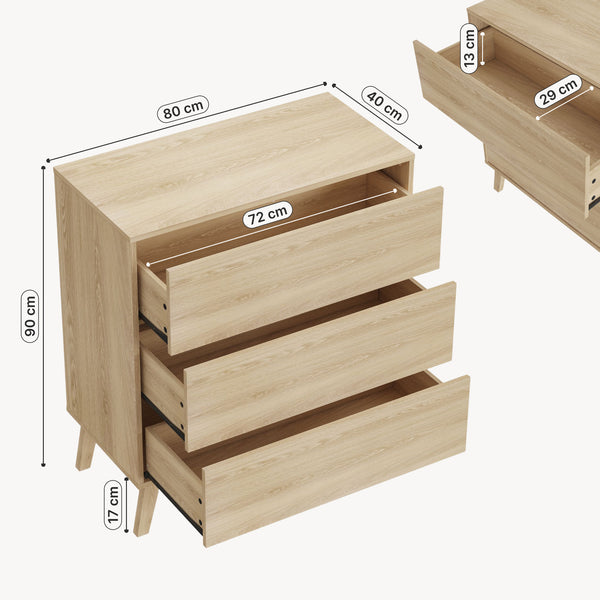Comoda cu 3 sertare  Aastmabospoo 90x80x40 cm [en.casa]