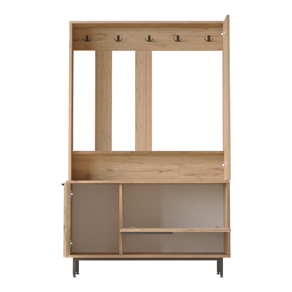 Cuier hol cu dulap depozitare Vesanto 178x112x35,5cm PAL metal [en.casa]