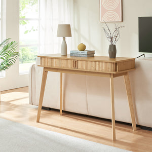 Masa consola cu 2 usi glisante Tysvær 110x40x78 cm bambus natur [en.casa]