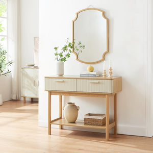 Masa consola cu 2 sertare Ferrersp 100x40x80 cm efect stejar/oatmeal [en.casa]