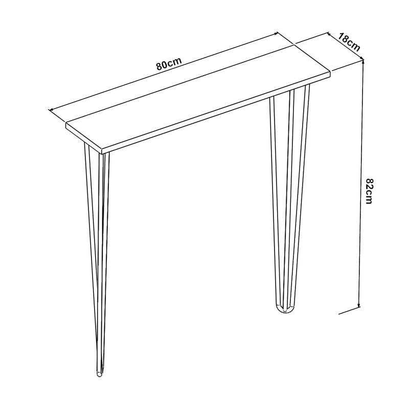 Schiță cotată Masă consolă Kokemäki Negru diferite dimensiuni [en.casa]
