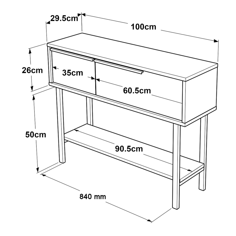 Masa consola cu 2 usi rabatabile si 1 raft Vesanto 100x29,5x76cm [en.casa]