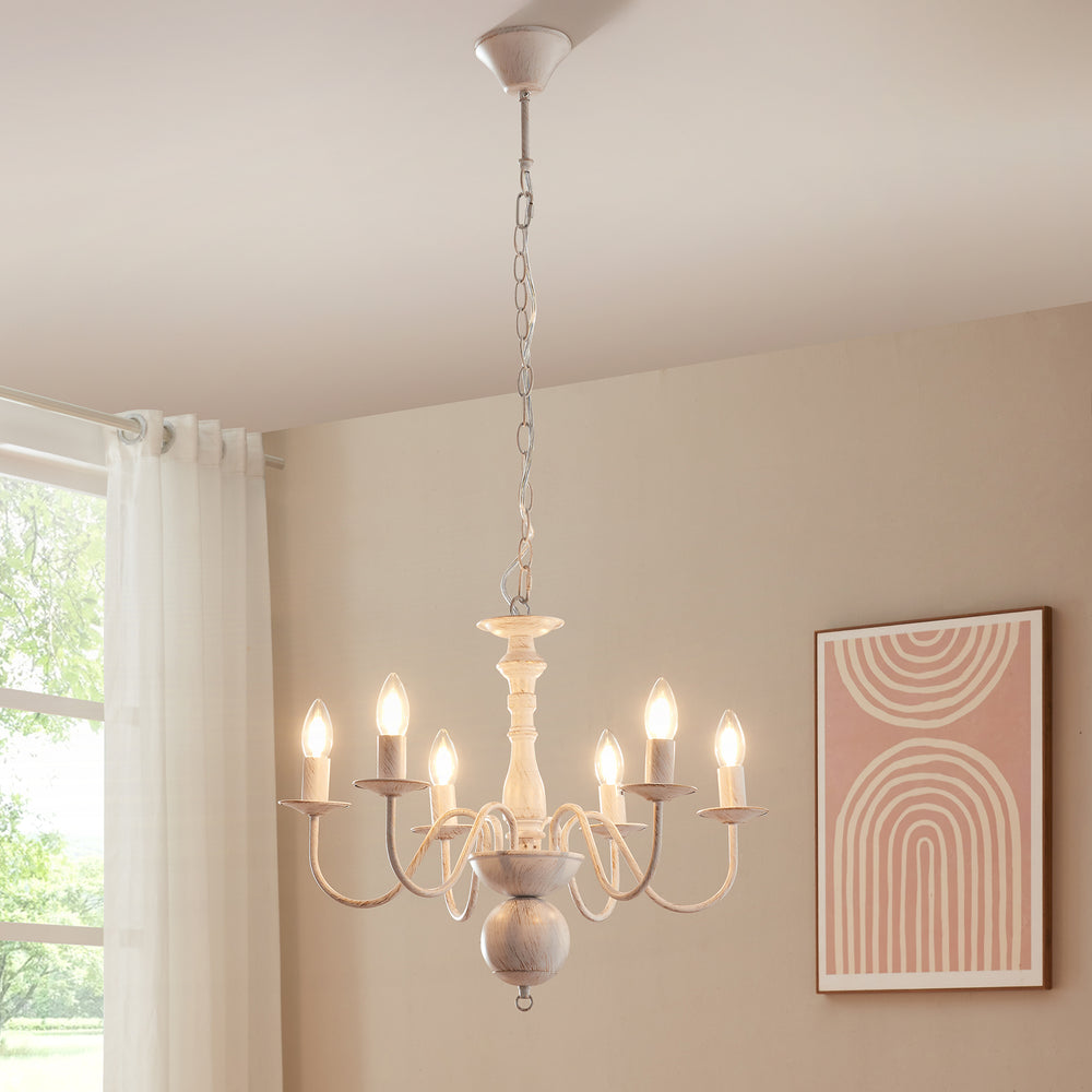 Lustra Berkeley 160x56x56 cm 6xE14 max 40W alb vintage [lux.pro]