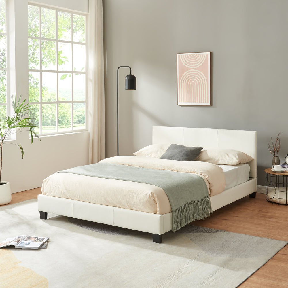 Kunstlederbett Albacete 140x200 cm Weiß Corium - premiumXL