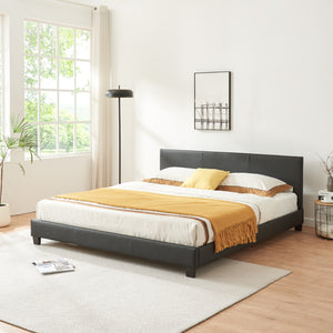 Kunstlederbett Albacete 160x200cm Schwarz Corium - premiumXL