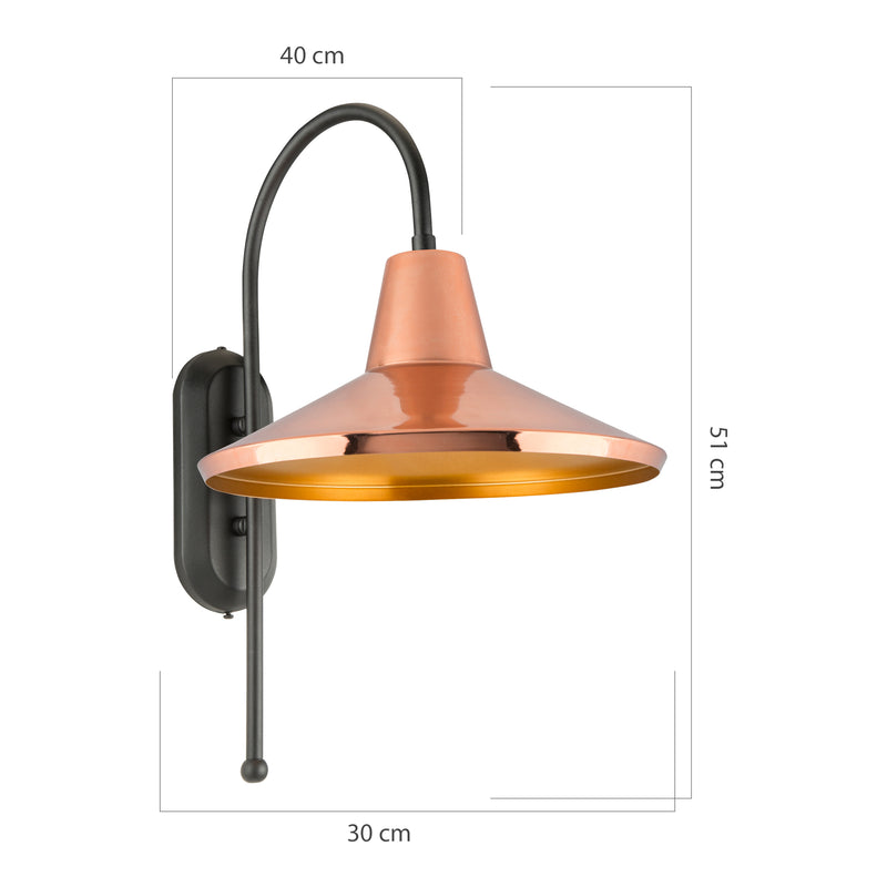 Schiță cotată Aplica de perete Kirkcaldy 40 x 30 x 51 cm cu 1 bec în diferite culori [lux.pro]
