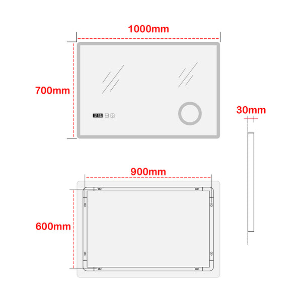 Oglinda baie Racale alb cu LED masuri diferite [pro.tec]