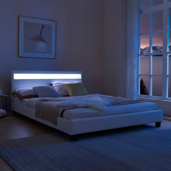 Pat tapitat Paris cu saltea si LED masuri si culori diferite Corium