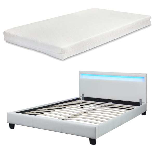 Pat tapitat Paris cu saltea si LED masuri si culori diferite Corium