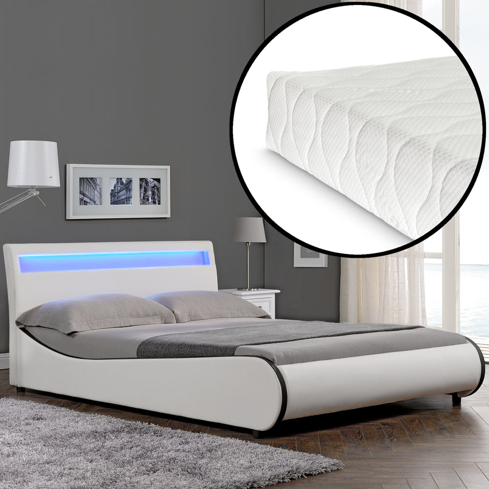 CORIUM LED Kunstlederbett Valencia mit Matratze (140/180x200) in 7 Farben - premiumXL