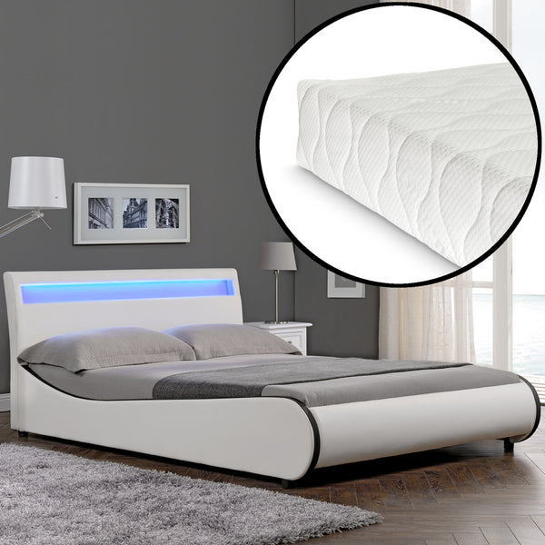 Pat tapitat cu saltea si iluminat ambiental cu LED Cosmos ,masuri si culori diferite Corium