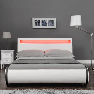 Pat tapitat cu saltea si iluminat ambiental cu LED Cosmos ,masuri si culori diferite Corium