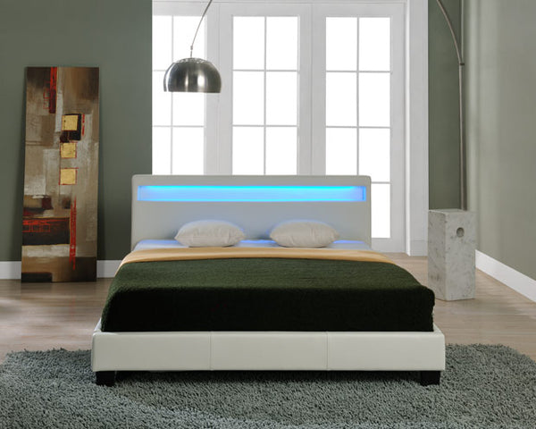 Pat dormitor Lana tapitat cu LED masuri si culori diferite Corium 