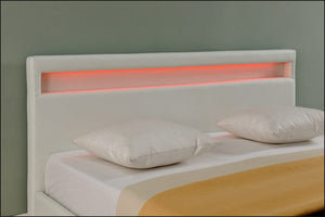 Pat dormitor Lana tapitat cu LED masuri si culori diferite Corium 