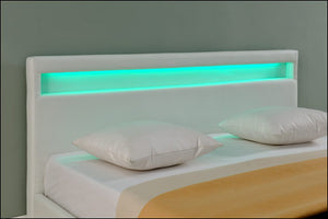 Pat dormitor Lana tapitat cu LED masuri si culori diferite Corium 
