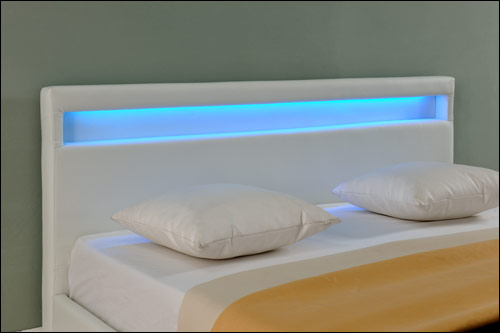 Pat dormitor Lana tapitat cu LED masuri si culori diferite Corium 