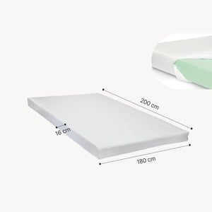 Pat frantuzesc tapitat cu saltea si LED Tröstiar [en.casa]