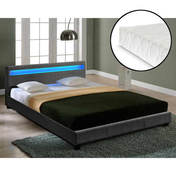 Pat pat modern din material cadru pat gri închis CORIUM