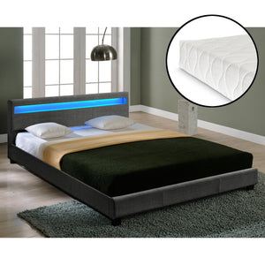 Pat pat modern din material cadru pat gri închis CORIUM
