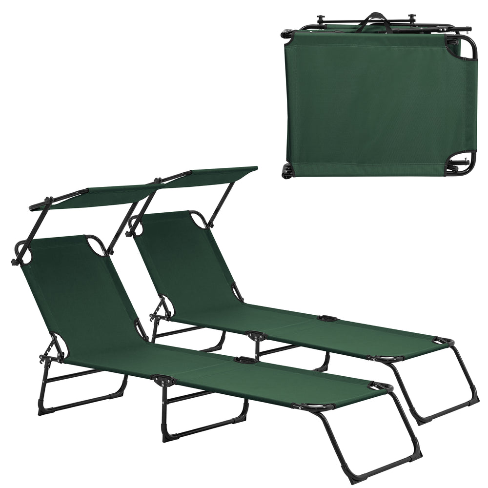 2er Set Sonnenliege Lomeda klappbar mit Dach in versch. Farben [casa.pro] - premiumXL
