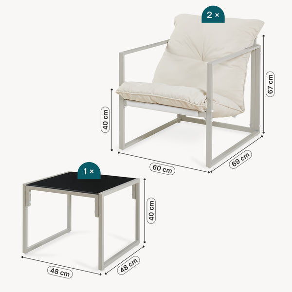 Set 3 piese mobilier gradina 1 masa si 2 fotolii Karg [casa.pro]
