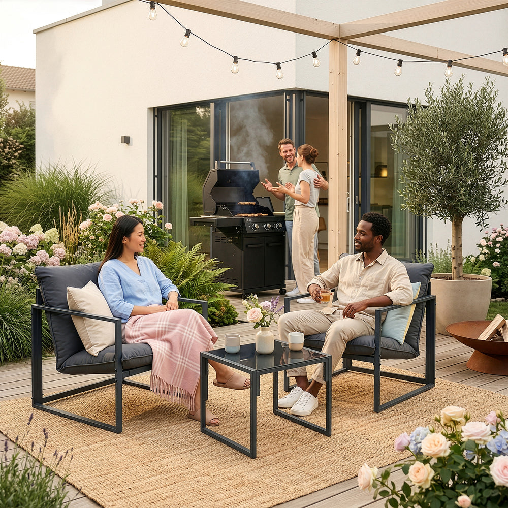 Set 3 piese mobilier gradina 1 masa si 2 fotolii Karg [casa.pro]