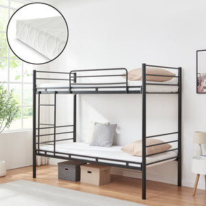 Pat metalic supraetajat cu 2 saltele Bevapis 200x900 cm 300 kg negru [en.casa]